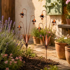 Metal Bluebell Garden Stake with Bells, Triple Flower Wind Chime Outdoor Yard Art, Decorative Stake for Patio Lawn Pathway Flower Bed Planter, Rustic Decor 2pcs by Unknown