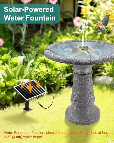 Rock Solar Fountain for Bird Bath, Dry-Run Protect,10 Nozzles(White) - Image 2