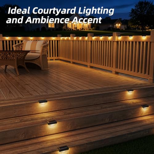 VOLISUN 24 Pack Solar Deck Lights Outdoor, Warm White LED Solar Step Lights for Outside, Waterproof Fence Light for Patio, Deck, Stairs, Yard, Pool and Porch (Black) - Image 6