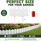 Evelyne Garden Border Edging: Wooden Fence Design - 8pcs White Yard Landscaping Fence Liner Lawn Edge Barrier - 10ft Kit of Decorative Lawn Landscape Panels Elements -Landscaping Edging-GMT-10374-D08 - Image 4