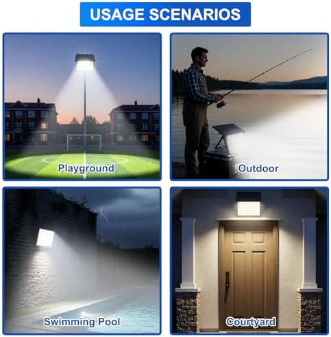 JIXNING Foldable Solar Flood Lights Outdoor with Remote Control, 6500K Waterproof Dusk to Dawn Solar Powered Security Light, Portable Adjustable LED Spotlights for Yard, Garden - Image 4