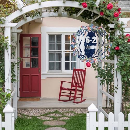Independence Day Wind Spinner for Garden Yard 12In, 250th Anniversary Blue Red Sparklers Flowers 3D Stainless Steel Kinetic Hanging Wind Spinners Rustproof Outdoor Decor for Lawn Patio Home - Image 3