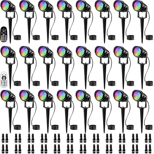 SUNVIE RGBW Low Voltage Landscape Lights Colored with Remote Control 24Pack by SUNVIE