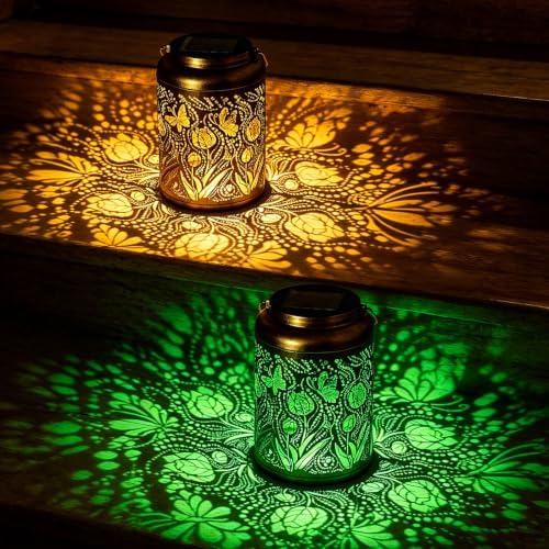 2 Pack Waterproof Butterfly Solar Lantern Outdoor Hanging Garden Light by Unknown