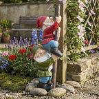 Elenon Funny Gnomes on Ladders Garden Statue, 14“ HIGH Gnomes Climbing Tree Figurine, Resin Outdoor Yard Lawn Decor, Cute Whimsical Patio Ornament for Garden, Porch, Backyard Decoration by ELENONSTATUE