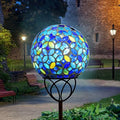 VCUTEKA Decorative Solar Garden Lights, 6" Mosaic Globe Outdoor Stake by VCUTEKA