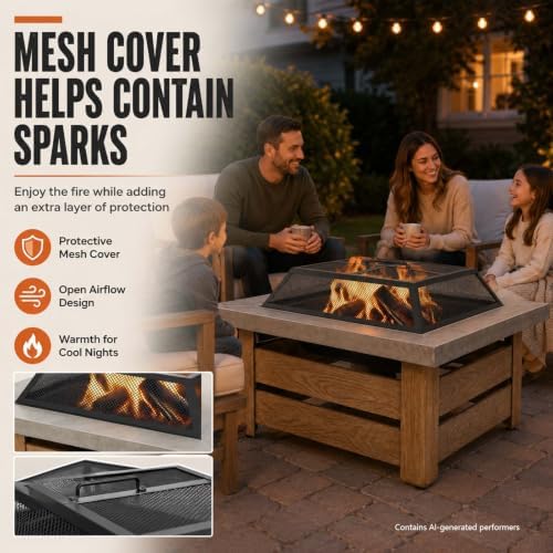4-in-1 Outdoor Fire Pit Grill Table,Metal Firepits for Outside (34") - Image 3