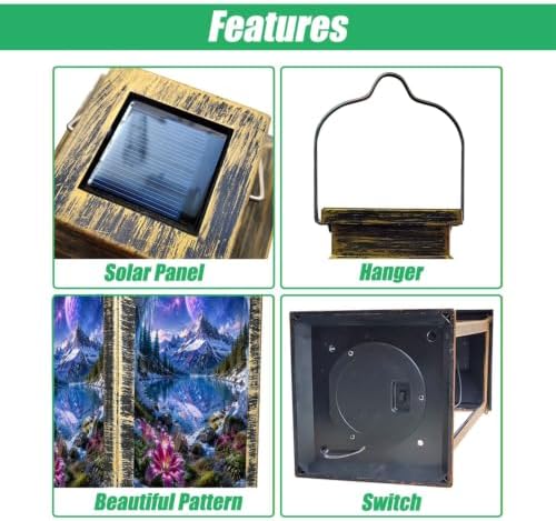 Solar Hanging Lantern Mystical Snow Mountain Lake Landscape Frozen Cave Cosmic Sky Vibrant Waterproof LED Lights Decor Patio Yard Lawn Porch Lamp, Birthday Gift for Mom Women Garden Outdoor Decor - Image 3