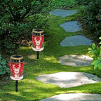 Poceacles Solar Lights Christmas Waterproof Grave Lights for Cemetery LED Flameless Candle Cemetery Solar Pillar Candles Outdoor Decor, Deer Christmas Tree Red Print, 2 Pack - Image 4