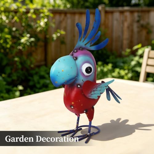 15" Metal Parrot Statue Outdoor Garden Decor - Image 7