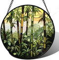 Bamboo Forest Stained Glass Window Hanging Suncatcher Gifts for Women 9.8" by Follow