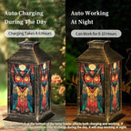 Solar Lantern Mid Century Stained Glass Owl Outdoor Waterproof Garden Hanging Lantern Solar Powered Lighting Outside Solar Light for Patio Yard Camping, Gifts for Women Mom - Image 4