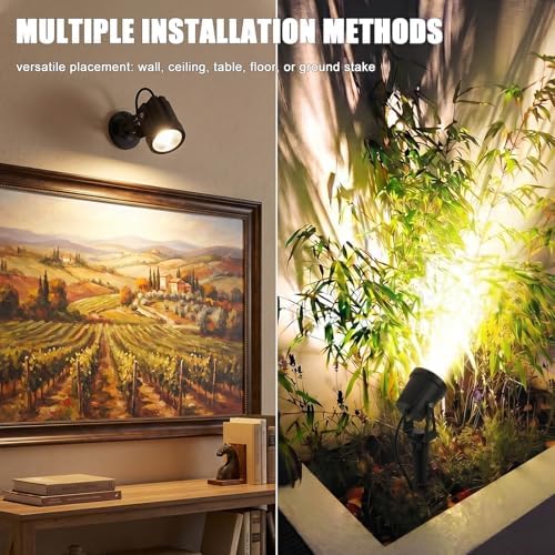 LED Spotlight Indoor for Plants Uplights Lamp Accent Lighting Decor 12V Low Voltage Warm White Up Down Spot Lights Outdoor Landscape Lighting 2 Pack(Adapter, Base and Stake Included) - Image 5