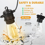 GvvooHome LED Outdoor String Lights 36FT Patio Lights with 13 Shatterproof S14 Replaceable Bulbs(1 Spare), Outside Hanging Lights Waterproof for Porch, Deck, Garden, Backyard, Balcony, 2700K Dimmable - Image 2