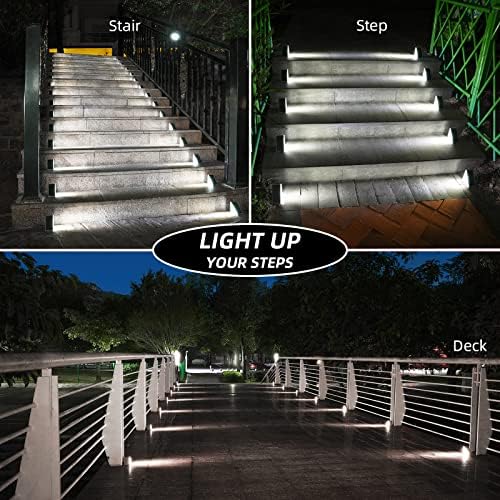 NIORSUN Solar Step Lights,12 Pack Cool White Solar Stair Lights Outdoor Waterproof IP67 Auto On Off,Solar Lights for Steps,Stair,Patio,Yard,Porch,Front Door,Sidewalk,Deck Decor - Image 3