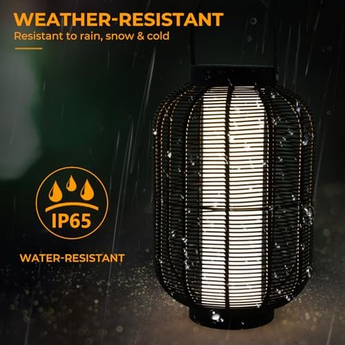 Solar Yard 1-Piece Outdoor Floor Lamp, Solar Water-Resistant Boho Lantern Lights for Outside Hanging Table Lanterns Decoration for Garden, Patio, Porch, Trees, Pathway, Cylinder Black - Image 4