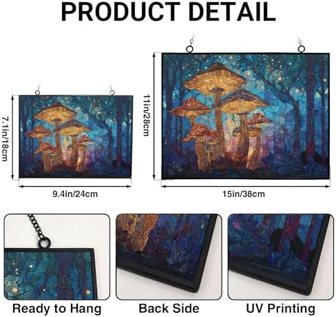 Rectangle Mosaic Enchanted Forest Stained Glass Sun Catcher Mountain Stained Glass Window Hanging, Suncatchers Lavender Wall Decor, for Women/Friends/Lover - Image 3