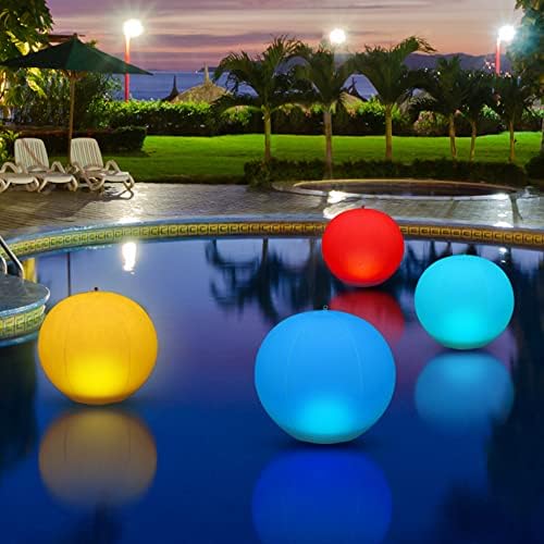 Houseables Solar Pool Balls, Solar Ball, Floating Lights, Pool Lights That Float, Floating Light Up Ball, Glow in the Dark Lanterns, Decorations, Christmas, Outdoor, 4 PK, 13”, RGB LED Changing Colors by Houseables