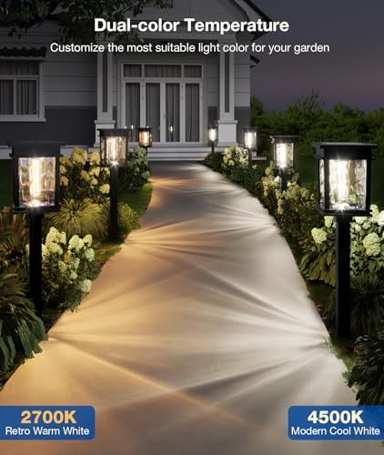 XMCOSY+ Solar Pathway Lights Outdoor, 6 Pack Solar Powered Garden Lights - Image 2