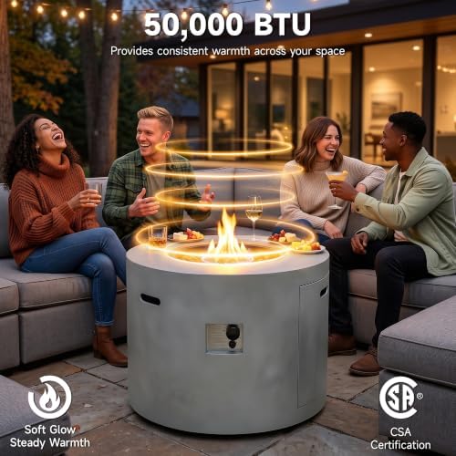 HOTEAGLE 32" Propane Fire Pit Table Round, 50000 BTU Powerful Gas Firepit Table, CSA Certified, Ideal Outdoor Fire Pit for Dining, Party in Patio, Garden, Yard - Image 4