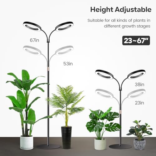 Garpsen Halo Grow Lights, Dual-Head 6000K LED Floor Plant Light with Base - Image 3