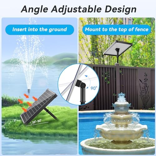 POPOSOAP 25W Solar Water Fountain Pump, Solar Water Pump with Flow Adjustable, Pond Pump with Water Shortage Protection & Diverter Valve & 16.5FT Cord for Ponds, Garden, Waterfall, Hydroponics-P125H - Image 5