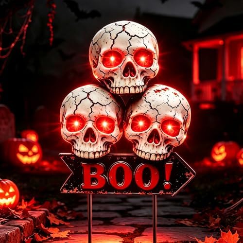 Halloween Decorations Outdoor Scary Skeleton Yard Stakes Solar Lights by ZNYCYE