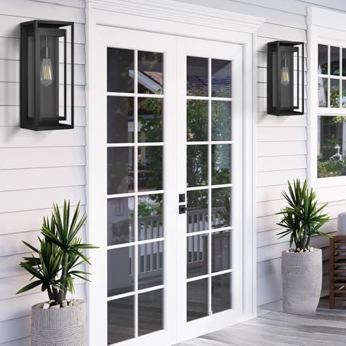 19 Inch Outdoor Wall Light Fixtures, Outside Porch Lights- Black - Image 2