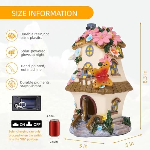 Fairy Garden House,Fairy House,8.3in,Fairy Garden Accessories,Solar - Image 2