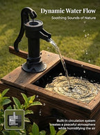 Carbonized Wood Outdoor Freestanding Fountain - Movable Vintage Hand Pump Cart, Plug-in Water Pump Electric Decorative Water Feature for Patio, Garden & Indoor Decoration - Image 3