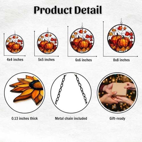Autumn Leaves Pumpkin Acrylic Suncatcher - Image 2