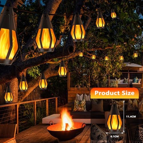 Solar String Lights for Outside, 44Ft Solar Patio Light with 20 Flickering - Image 5