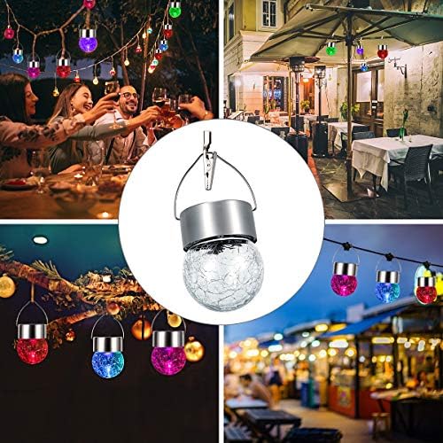 SUNWIND Hanging Solar Ball Lights Outdoor - 8 Pack Auto Color Changing Cracked Glass Decorative Garden Lights Hanging Solar Lanterns for Yard, Patio, Fence, Tree, or Holiday Decoration(Multi-Color) - Image 5