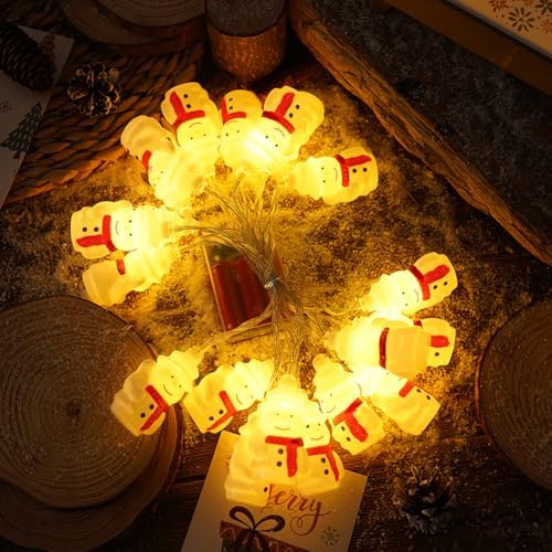 CAKERS Christmas Decor String Lights|Creative Cute Novelty Fairy Lights|Hanging Copper Wire Lights|Night Lights for Birthday Party Xmas Tree Decor,Xmas Scarf Snowman,3m(9.8ft)-20LED-USB - Image 4