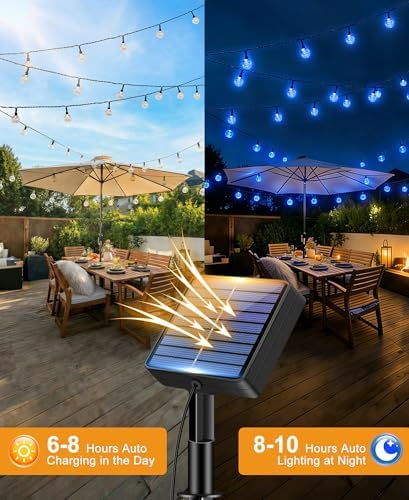 btfarm 2 Pack Solar String Lights Outdoor, Total 98FT 100 LED Crystal Globe - Image 3