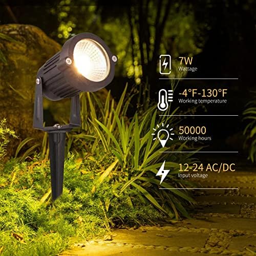 REEGOLD Low Voltage Landscape Lights Outdoor: 7W 700LM LED Landscape Lighting with Connectors for Tree Garden Yard Pathway | 12V 24V Warm White 2700K Spotlights | IP65 Waterproof | 6 Pack - Image 2
