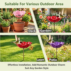 Handmade Metal Flower Garden Stake Bird Bath Bowl, Blue - Image 3