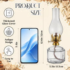 Yahenda 4 Pcs Large Oil Lamps for Indoor Use Hurricane Lamp, Clear, Gold - Image 2