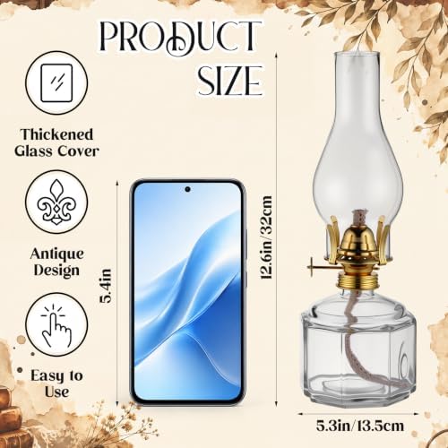 Yahenda 4 Pcs Large Oil Lamps for Indoor Use Hurricane Lamp, Clear, Gold - Image 2