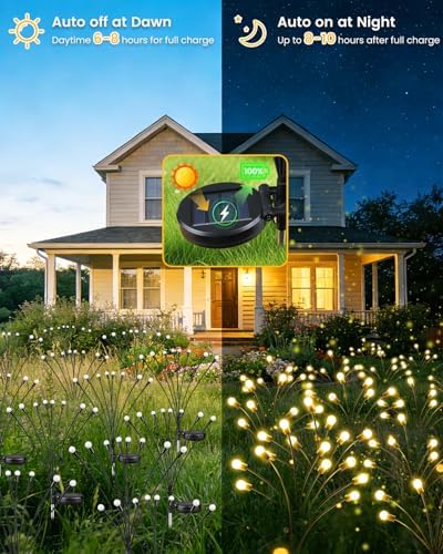 OZS 6 Pack 48 LED Solar Garden Lights, Solar Firefly Lights Outdoor - Image 3