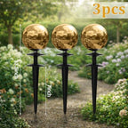 Tandefio 3 Pcs Garden Hose Guide Spike 13.5'' Decorative Ball, Gold - Image 4
