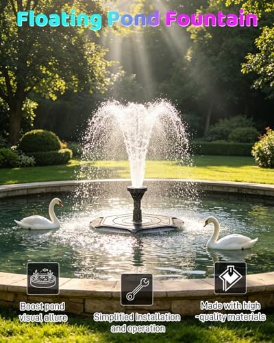 Pond Fountain Aerator with RGB Lights, Floating Pond Fountain Pump with 33FT Power Cord and 3 Nozzles, 792 GPH 45W High-Performance Pump Build in, Suitable for Outdoor Ponds, Garden, Fish Tanks - Image 6
