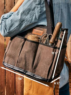 Burpee Waxed Canvas Garden Tool Tote | Heavy-Duty Tote Bag Storage Organizer for Gardening Tools | Great Gift for Gardeners | Canvas Tote Bag Caddy 8 Exterior Pockets for Tool Storage, 12" H x 14.5" W - Image 2