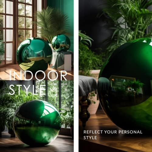 12 Inch Stainless Steel Gazing Globe,v2croft Hollow Ball Mirrored Surface Polished Shiny Sphere,Garden Stainless Steel Gazing Ball for Outdoor Lawn Pond Yard Ornament(Green) - Image 4
