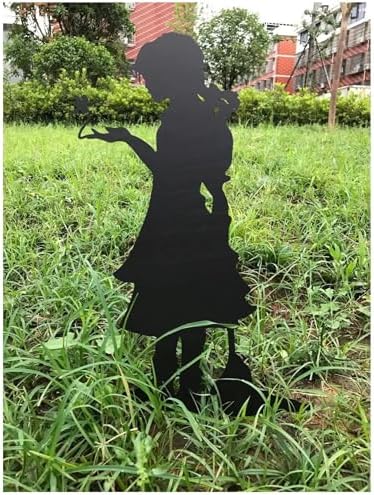 Butterfly Girl Silhouette Sculpture, Metal Garden Stake Outdoor Decor, Shadow Art Figurines for Yard Patio Lawn Home Garden Decoration(B) by Unknown