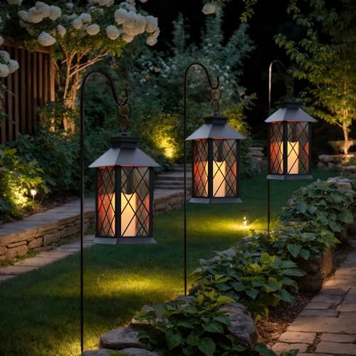 JOIONE Black Decorative Candle Lanterns, 2 Packs 14" Waterproof Porch Decor - Image 2