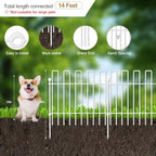 10 Panels No Dig Animal Barrier Fence, 13in(H) x 14ft(L) Garden Edging Border Fencing, Rustproof Metal Decorative Garden Fence, Dog Digging Defense Fencing Barrier for Outdoor, Yard, Patio, White - Image 3