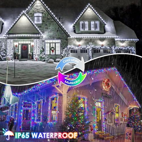 Solar Fairy Lights, 2 Pack Total 400LED 144FT Cool White to Multicolor - Image 3