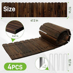 Mulctun Wood Garden Edging - 11.8" H X 47" L Sturdy Wooden Landscape Edging, Natural Flower Bed Edging Borders, Decorative Wooden Garden Fence for Yard Flower Bed Lawns Pathway Tree (4 Packs) - Image 2