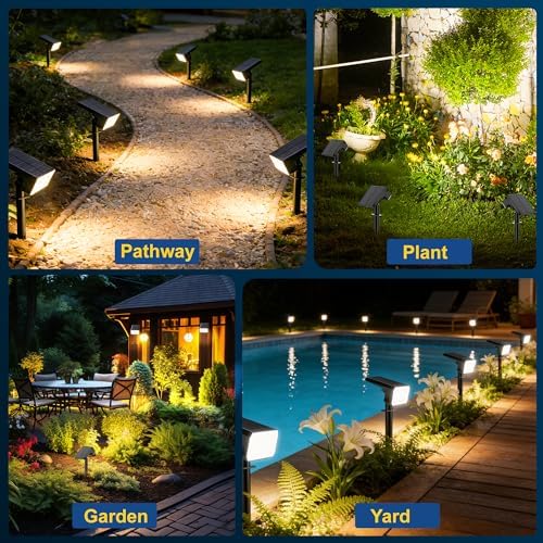 LANSOW Solar Spot Lights Outdoor Waterproof IP65, (2 Pack/90 LED/4 Modes) Solar Landscape Spotlights, 2-in-1 Solar Powered Flood Lights for Yard Garden Pathway Outside Tree, Auto ON/Off(Warm White) - Image 5
